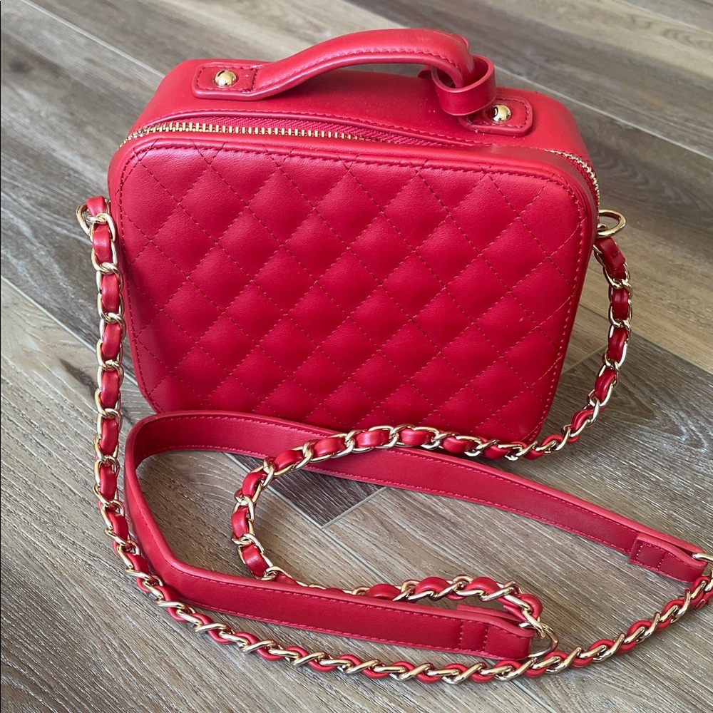 Forever 21 Red Quilted Crossbody Bag with Chain Strap